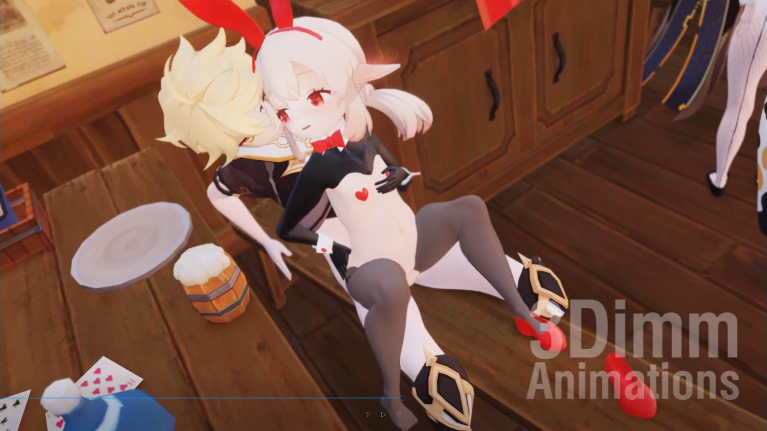 0701 -【R18-MMD】Genshin Impact 原神 mondstadt Loli bunny pub (Klee and Diona)  兔子酒吧