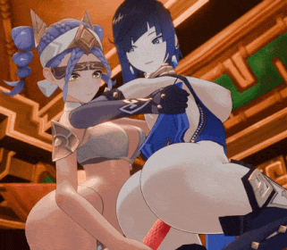 1666 -【R18-MMD】AssDepik – 夜兰和迪希亚沙漠冒险 Yelan and Dehya Sumeru adventure Genshin Impact 原神